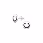 Zilveren meisjes oorbel smiley