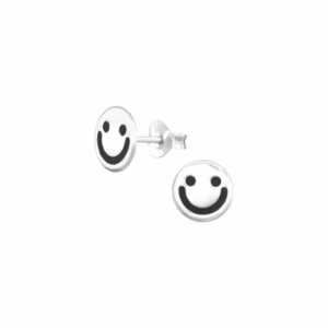 Zilveren meisjes oorbel smiley