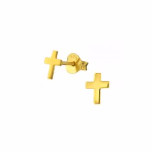 Gold plated oorbellen met kruis