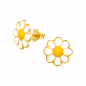 Boucles d'oreilles plaquées or avec fleur pour filles