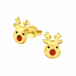 Gold plated oorstekers met hert voor meisjes