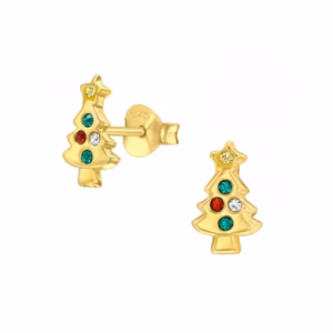 Boucles d'oreilles plaquées or avec arbre de Noël pour filles