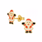Gold plated oorstekers met kerstman voor meisjes