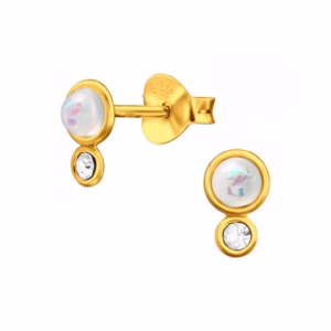 Gold plated oorstekers met kristallen