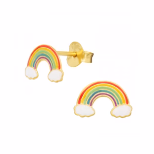 gold plated oorstekers met regenboog voor meisjes