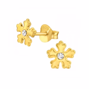 Gold plated oorstekers met sneeuwvlokken voor meisjes