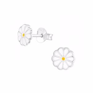Zilveren bloem oorstekers wit