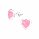 Silver ear studs with heart