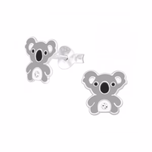 Zilveren oorstekers koala voor meisjes