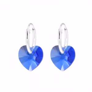 925 sterling silver creolen met blauwe hartjes