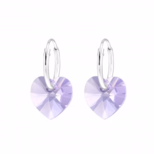 Creolen met lila hartjes 925 sterling silver voor dames