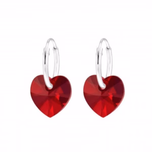 925 sterling silver creolen met rode hartjes