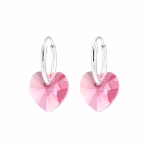 Creolen met roze hartjes 925 sterling silver