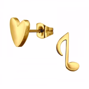 Muzieknoot oorstekers gold plated
