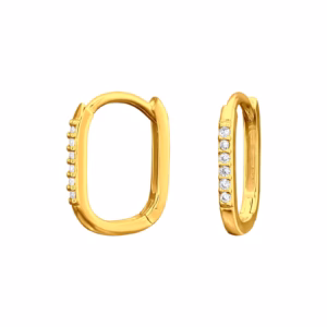 Rechthoekige creolen gold plated met kristallen