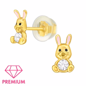 Gold plated oorstekers konijntjes voor meisjes