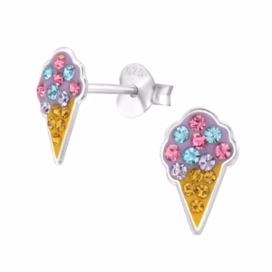IJsjes oorbellen paars met kristal 925 Sterling Silver