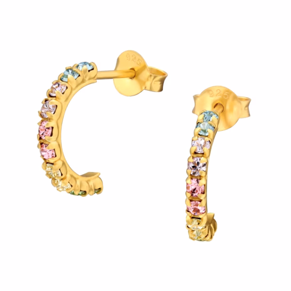 Oorstekers boog met kristal gold plated