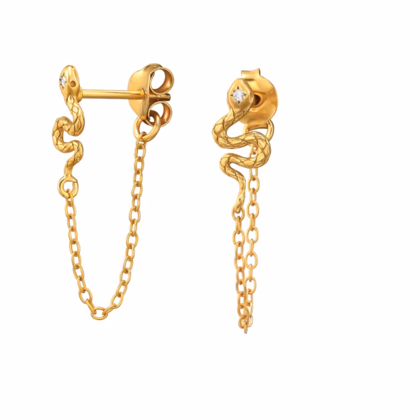 Dubbele oorstekers ketting met zirconia