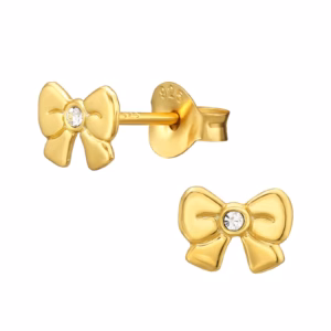 Gold plated oorstekers strikjes voor meisjes