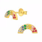 Regenboog oorstekers zilver kristal