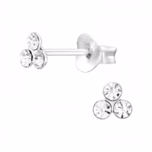 Oorstekers met drie kristallen 925 sterling zilver