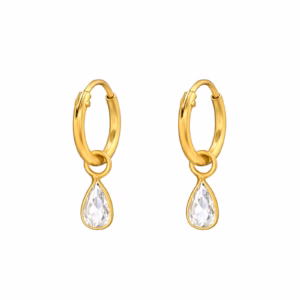 Gold plated creolen met hanger traan