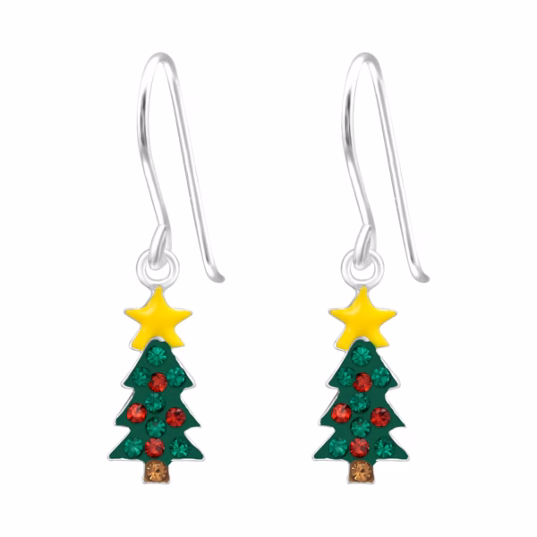 Oorhangers kerstboom 925 sterling zilver