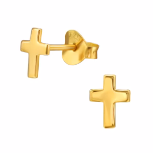 Gold plated oorstekers kruis