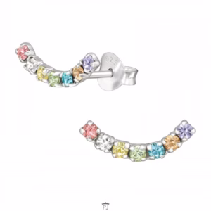 Oorstekers 925 sterling zilver bogen met kristallen