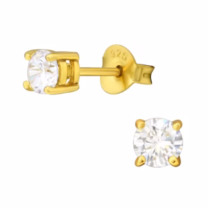 Oorstekers vierkant met kristal gold plated