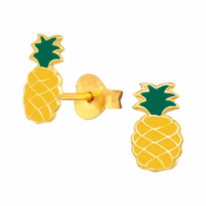 Ananas oorstekers gold plated