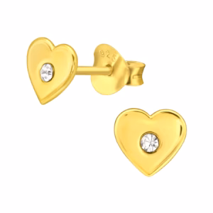 Oorstekers gold plated hartjes met kristal
