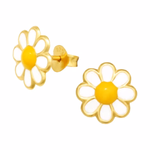 Gold plated oorstekers madeliefjes