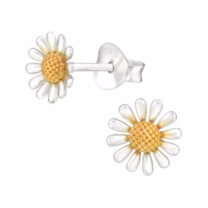 Oorstekers madeliefjes sterling zilver