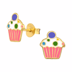 Oorbellen cupcakes gold plated