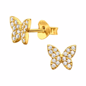 Gold plated vlinders met kristallen