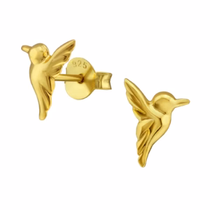 Oorstekers vogel gold plated