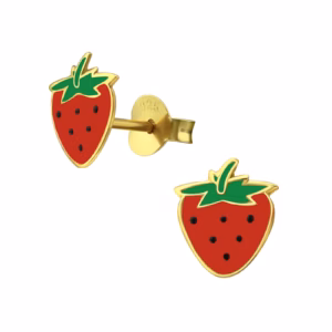 Oorstekers aardbeien gold plated