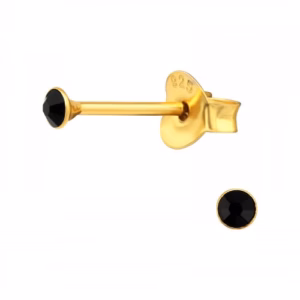 Oorknopjes gold plated zwart