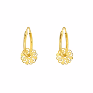Oorringen gold plated met hanger