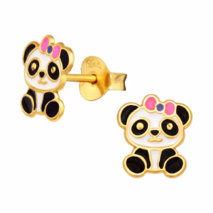 Oorstekers gold plated panda's