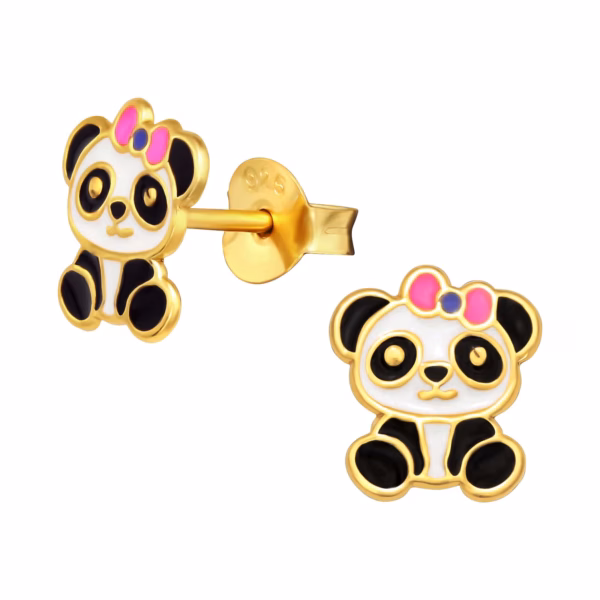 Oorstekers gold plated panda's