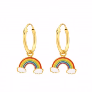 Hoops gold plated met regenboog