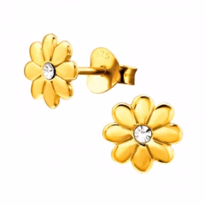 Gold plated madeliefjes met kristallen hart