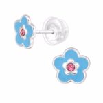 Oorstekers blauwe bloem zilver