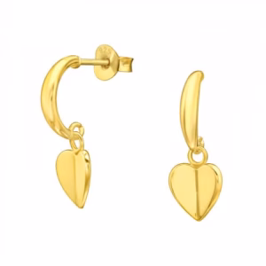 Halve creolen oorstekers met hartje gold plated