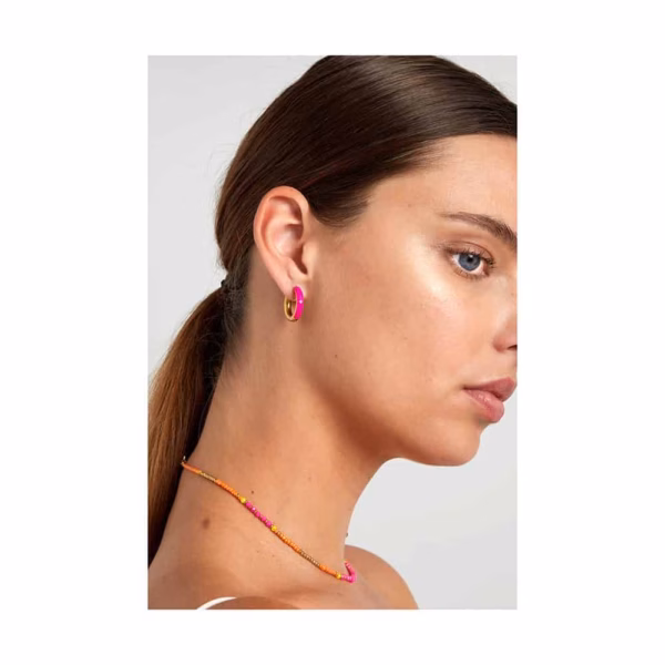 Creoles gold fuchsia with stone
