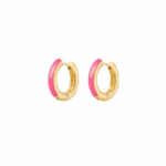 Creolen goud fuchsia met steentje