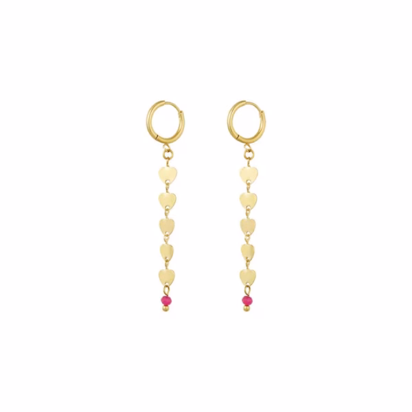 Long earrings pink bead